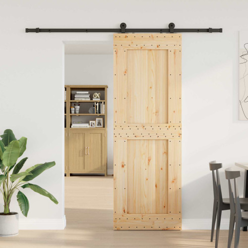 vidaXL Skjutdörr NARVIK Naturlig och svart 80 x 210 cm (213,5 cm)