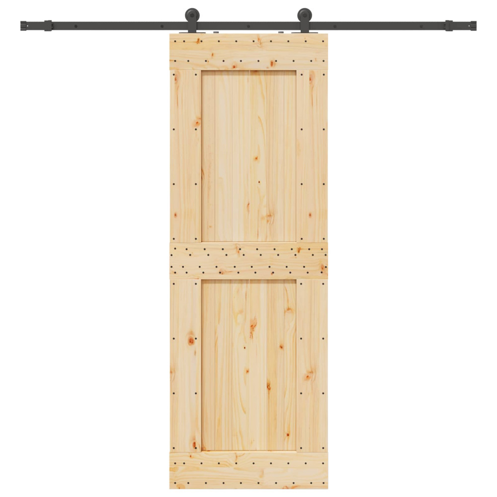 Produktbild för Skjutdörr NARVIK Naturlig och svart 80 x 210 cm (213,5 cm)