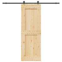 Produktbild för Skjutdörr NARVIK Naturlig och svart 80 x 210 cm (213,5 cm)