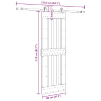 Produktbild för Skjutdörr NARVIK Naturlig och svart 80 x 210 cm (213,5 cm)