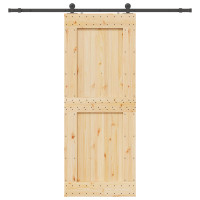 Produktbild för Skjutdörr NARVIK Naturlig och svart 90 x 210 cm (213,5 cm)