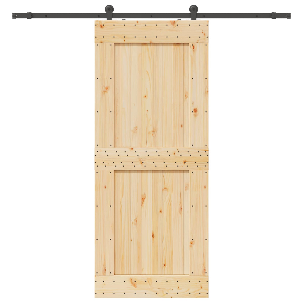 Produktbild för Skjutdörr NARVIK Naturlig och svart 95 x 210 cm (213,5 cm)