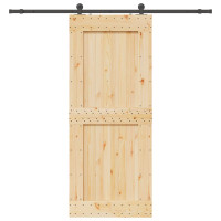 Produktbild för Skjutdörr NARVIK Naturlig och svart 95 x 210 cm (213,5 cm)
