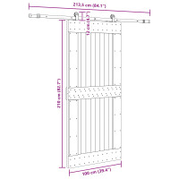 Produktbild för Skjutdörr NARVIK Naturlig och svart 100 x 210 cm (213,5 cm)