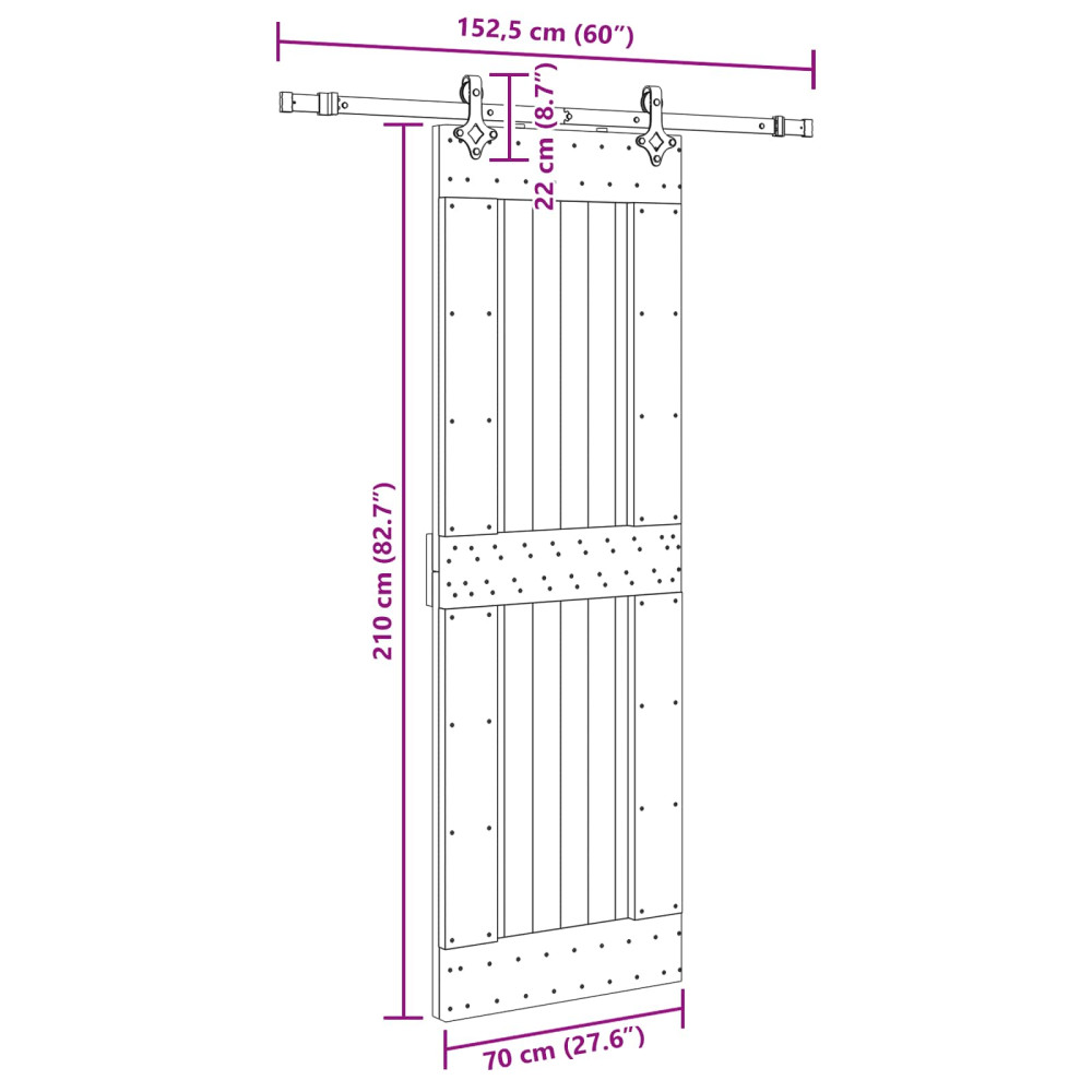 Produktbild för Skjutdörr NARVIK Naturlig och svart 70 x 210 cm (152,5 cm)