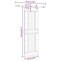 Produktbild för Skjutdörr NARVIK Naturlig och svart 70 x 210 cm (152,5 cm)