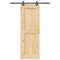 Produktbild för Skjutdörr NARVIK Naturlig och svart 80 x 210 cm (152,5 cm)