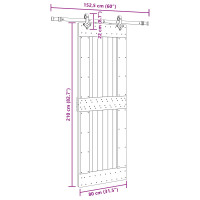 Produktbild för Skjutdörr NARVIK Naturlig och svart 80 x 210 cm (152,5 cm)