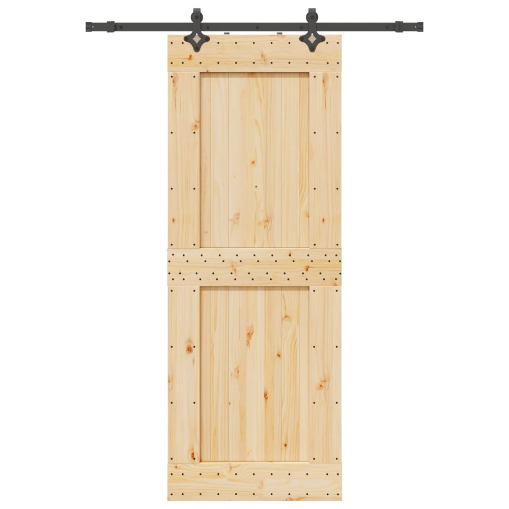 Produktbild för Skjutdörr NARVIK Naturlig och svart 85 x 210 cm (152,5 cm)