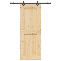Produktbild för Skjutdörr NARVIK Naturlig och svart 85 x 210 cm (152,5 cm)