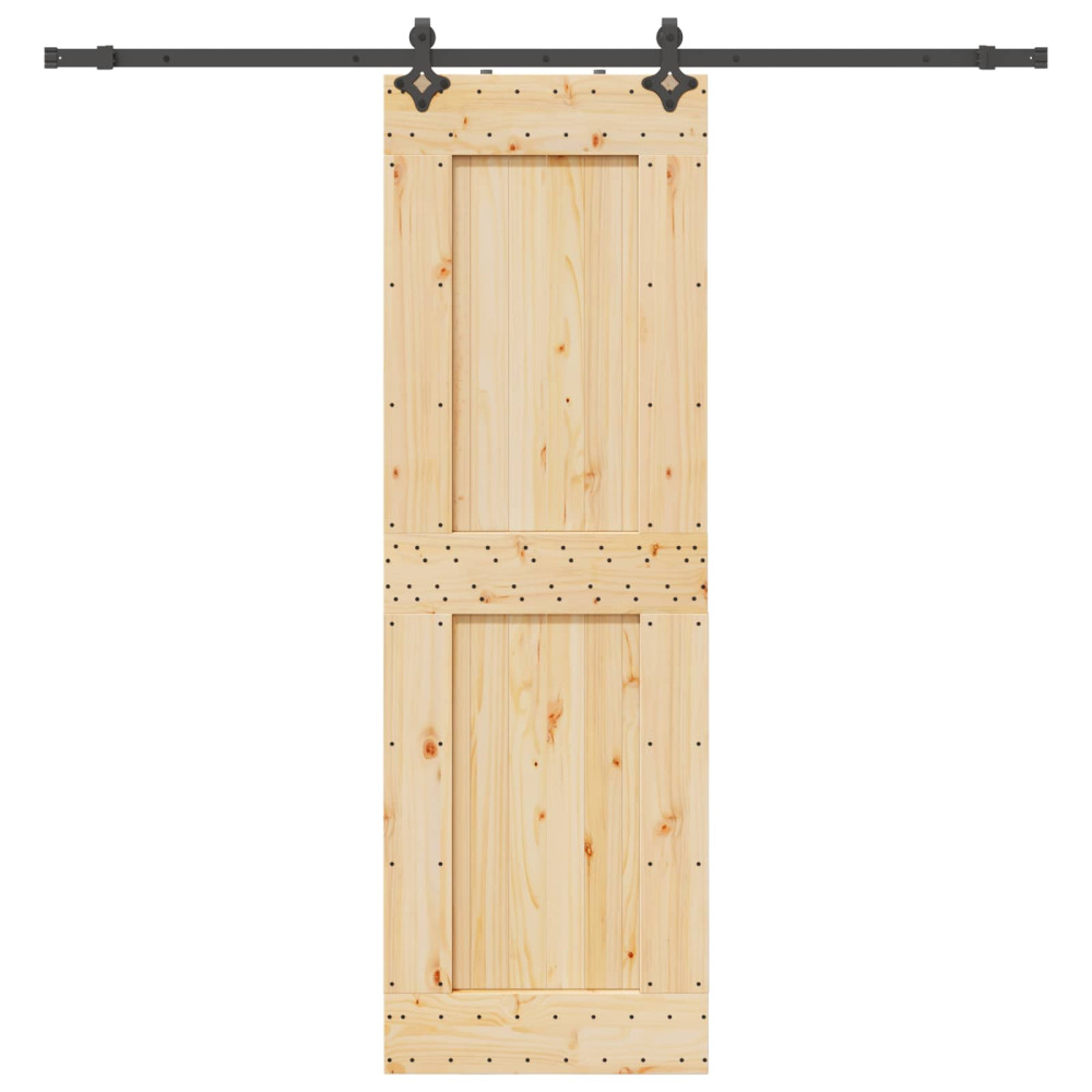 Produktbild för Skjutdörr NARVIK Naturlig och svart 70 x 210 cm (213,5 cm)