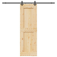 Produktbild för Skjutdörr NARVIK Naturlig och svart 70 x 210 cm (213,5 cm)