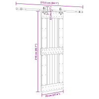 Produktbild för Skjutdörr NARVIK Naturlig och svart 70 x 210 cm (213,5 cm)