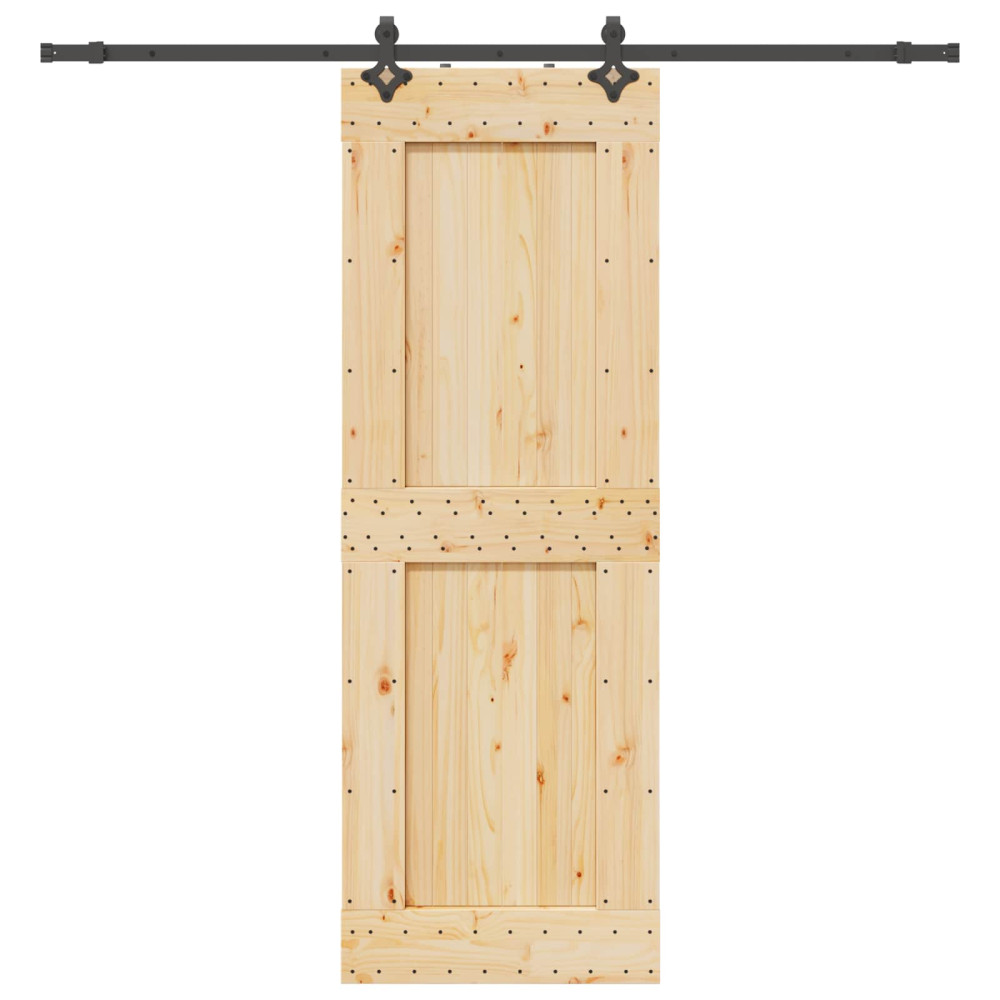 Produktbild för Skjutdörr NARVIK Naturlig och svart 80 x 210 cm (213,5 cm)