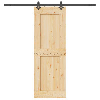 Produktbild för Skjutdörr NARVIK Naturlig och svart 80 x 210 cm (213,5 cm)