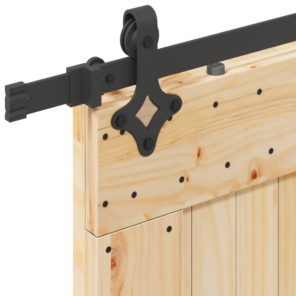 Produktbild för Skjutdörr NARVIK Naturlig och svart 80 x 210 cm (213,5 cm)