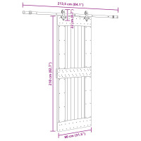 Produktbild för Skjutdörr NARVIK Naturlig och svart 80 x 210 cm (213,5 cm)