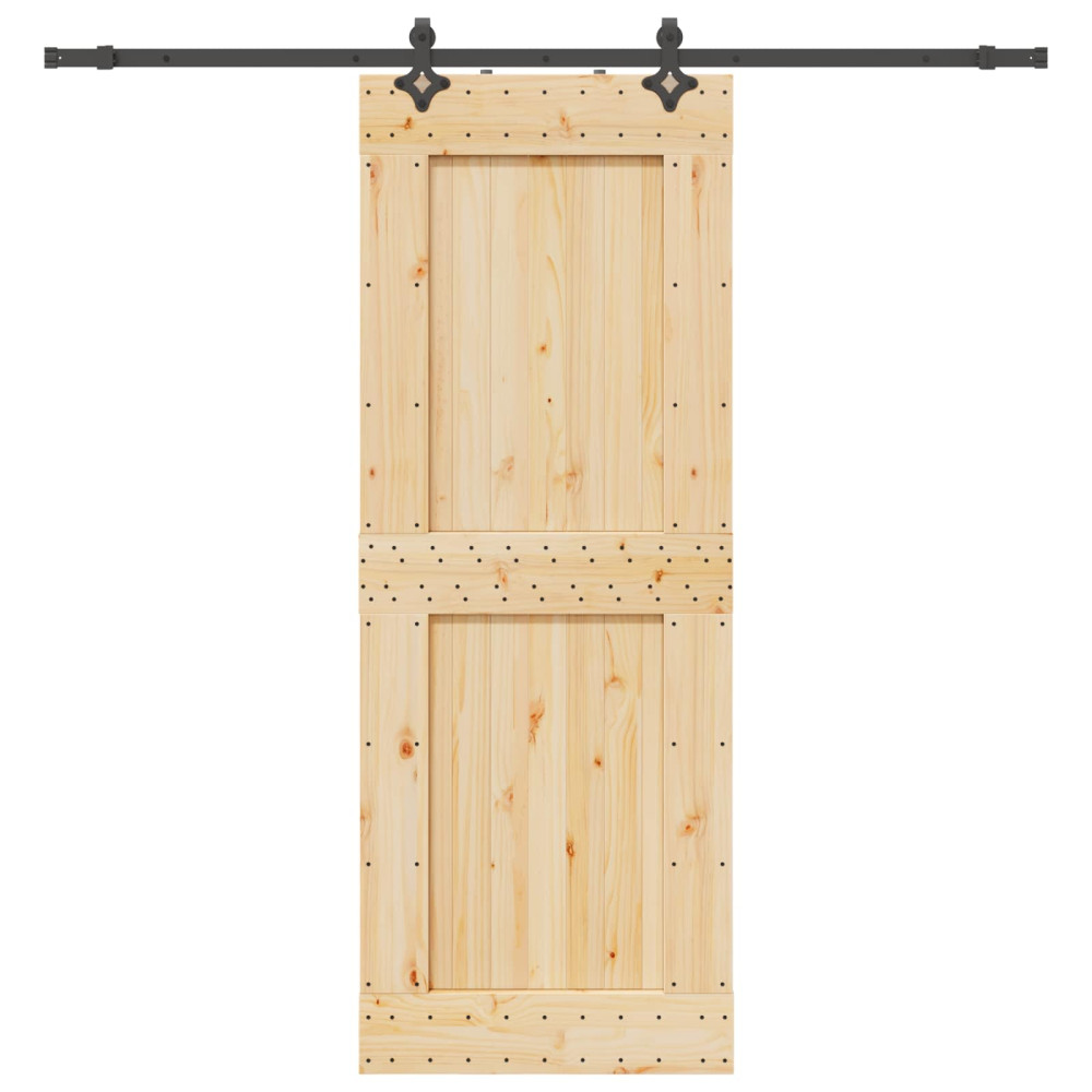 Produktbild för Skjutdörr NARVIK Naturlig och svart 85 x 210 cm (213,5 cm)