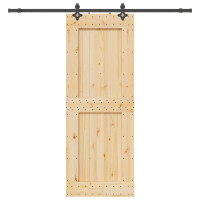 Produktbild för Skjutdörr NARVIK Naturlig och svart 85 x 210 cm (213,5 cm)