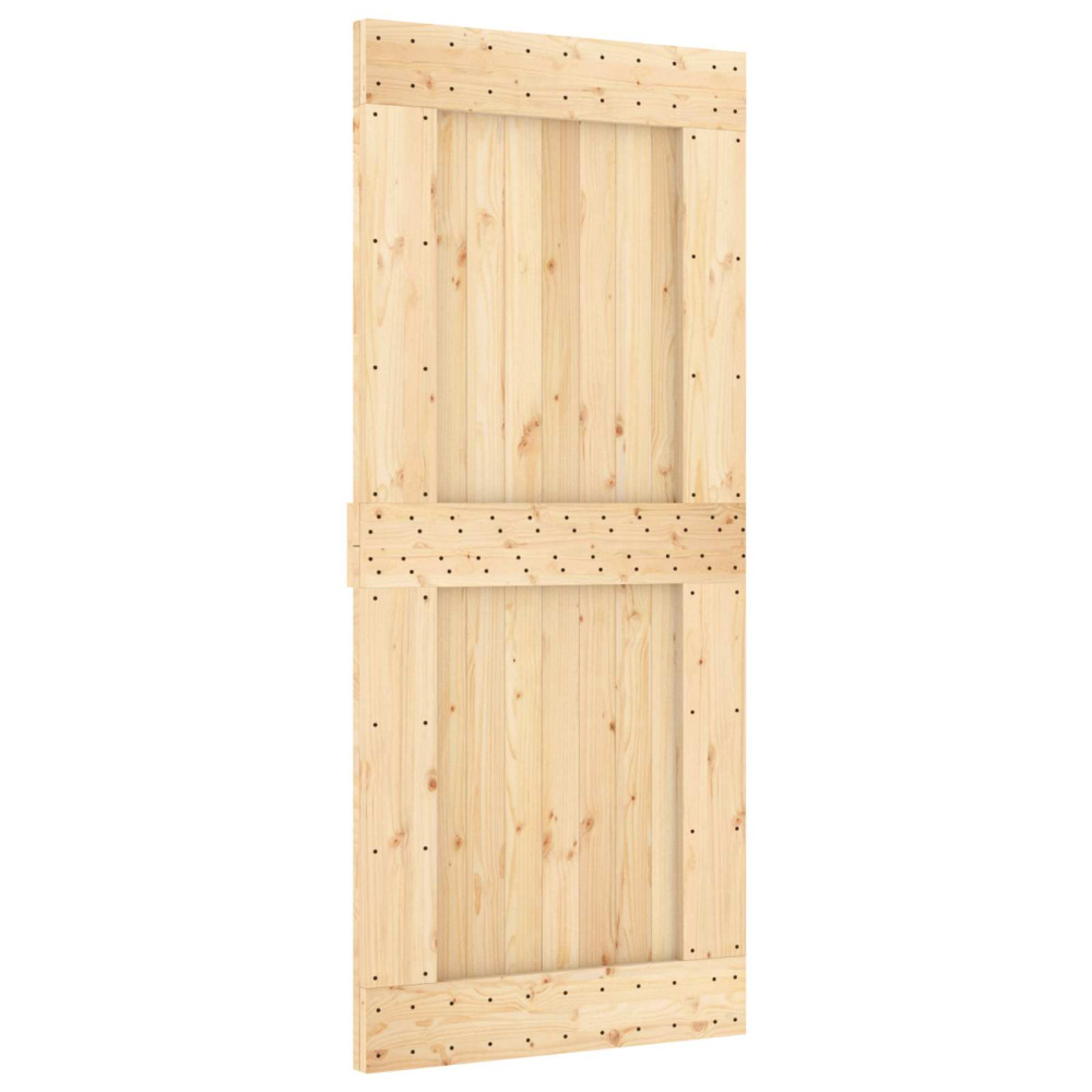 Produktbild för Skjutdörr NARVIK Naturlig och svart 90 x 210 cm (213,5 cm)