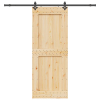 Produktbild för Skjutdörr NARVIK Naturlig och svart 90 x 210 cm (213,5 cm)