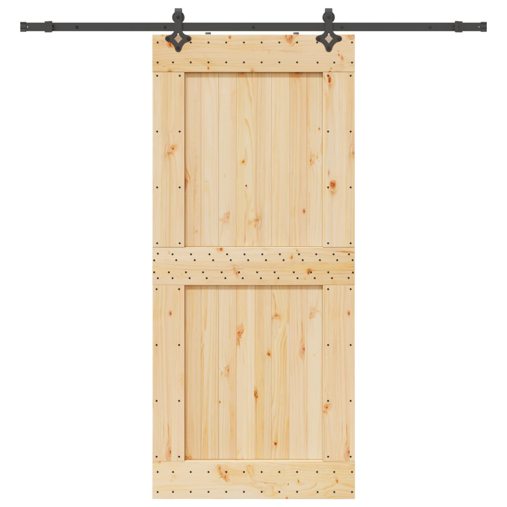 Produktbild för Skjutdörr NARVIK Naturlig och svart 100 x 210 cm (213,5 cm)