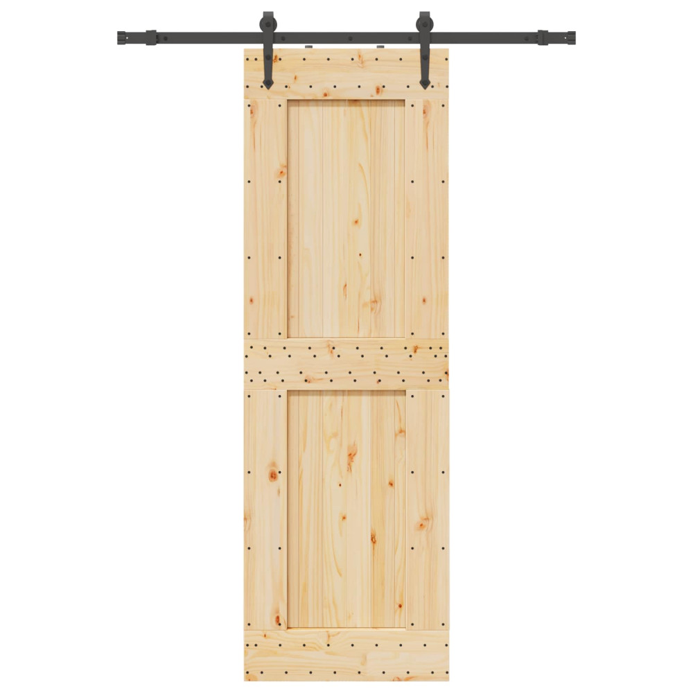 Produktbild för Skjutdörr NARVIK Naturlig och svart 70 x 210 cm (152,5 cm)