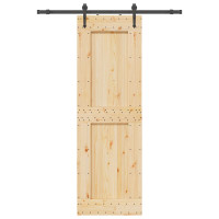 Produktbild för Skjutdörr NARVIK Naturlig och svart 70 x 210 cm (152,5 cm)