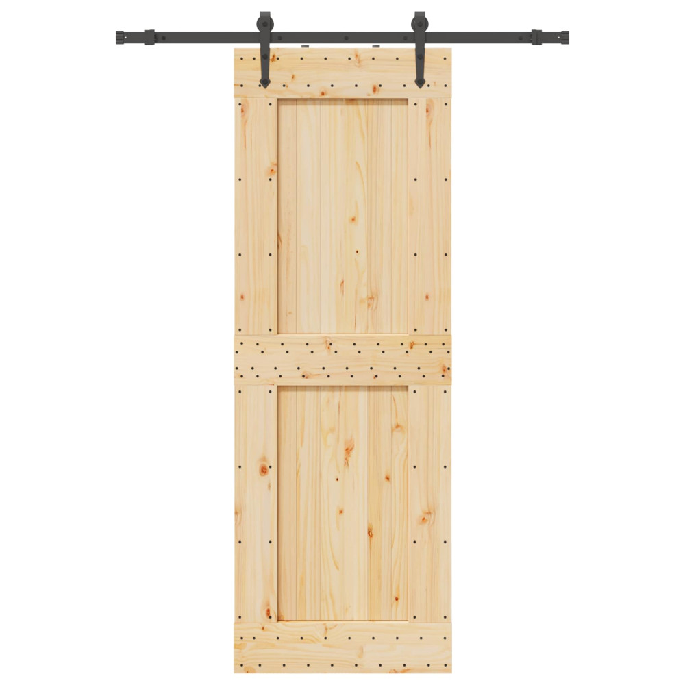 Produktbild för Skjutdörr NARVIK Naturlig och svart 80 x 210 cm (152,5 cm)