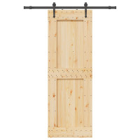 Produktbild för Skjutdörr NARVIK Naturlig och svart 80 x 210 cm (152,5 cm)