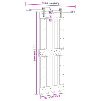 Produktbild för Skjutdörr NARVIK Naturlig och svart 80 x 210 cm (152,5 cm)