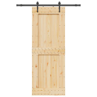 Produktbild för Skjutdörr NARVIK Naturlig och svart 85 x 210 cm (152,5 cm)
