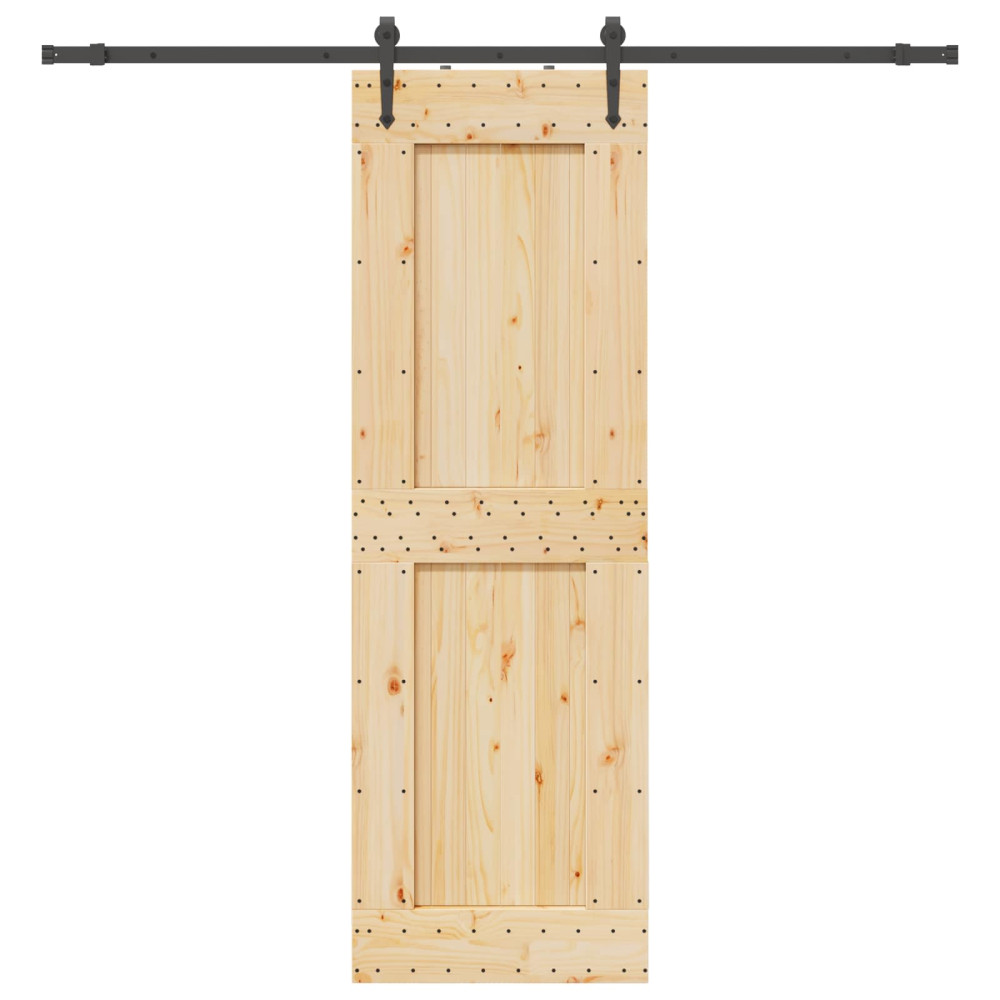 Produktbild för Skjutdörr NARVIK Naturlig och svart 70 x 210 cm (213,5 cm)