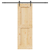 Produktbild för Skjutdörr NARVIK Naturlig och svart 70 x 210 cm (213,5 cm)