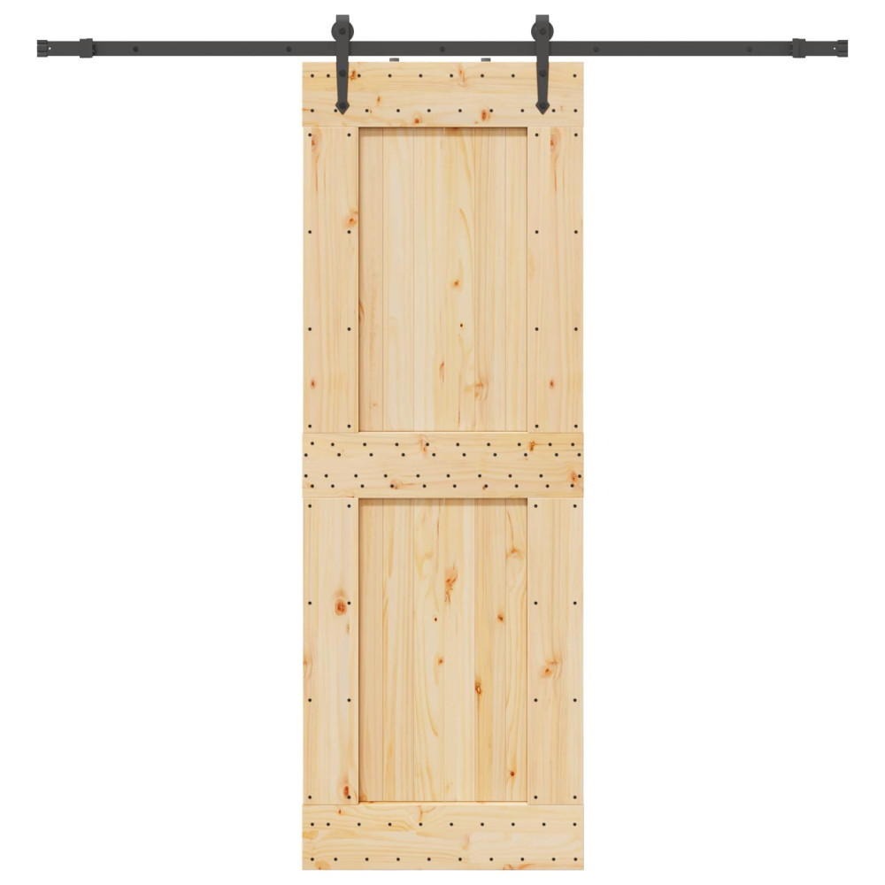 Produktbild för Skjutdörr NARVIK Naturlig och svart 80 x 210 cm (213,5 cm)