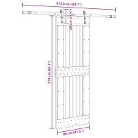 Produktbild för Skjutdörr NARVIK Naturlig och svart 80 x 210 cm (213,5 cm)