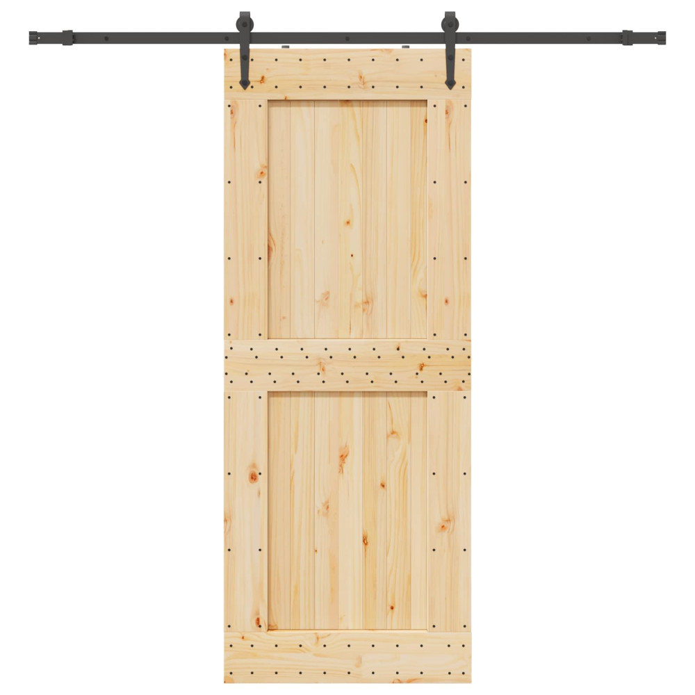 Produktbild för Skjutdörr NARVIK Naturlig och svart 90 x 210 cm (213,5 cm)