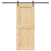Produktbild för Skjutdörr NARVIK Naturlig och svart 90 x 210 cm (213,5 cm)