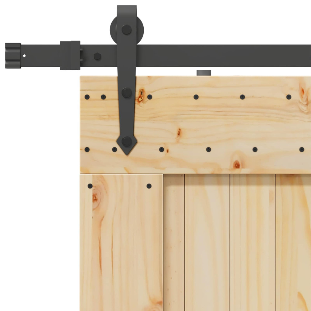 Produktbild för Skjutdörr NARVIK Naturlig och svart 90 x 210 cm (213,5 cm)