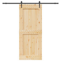 Produktbild för Skjutdörr NARVIK Naturlig och svart 95 x 210 cm (213,5 cm)