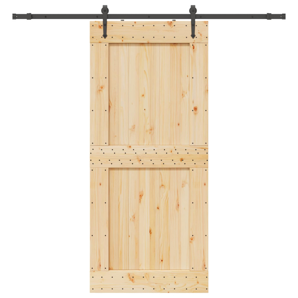Produktbild för Skjutdörr NARVIK Naturlig och svart 100 x 210 cm (213,5 cm)