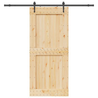 Produktbild för Skjutdörr NARVIK Naturlig och svart 100 x 210 cm (213,5 cm)