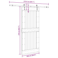 Produktbild för Skjutdörr NARVIK Naturlig och svart 100 x 210 cm (213,5 cm)