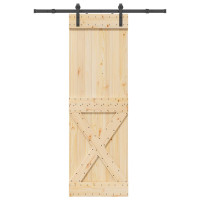 Produktbild för Skjutdörr NARVIK Naturlig och svart 70 x 210 cm (152,5 cm)