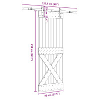 Produktbild för Skjutdörr NARVIK Naturlig och svart 70 x 210 cm (152,5 cm)