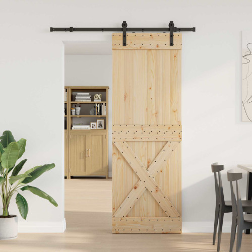 vidaXL Skjutdörr NARVIK Naturlig och svart 80 x 210 cm (152,5 cm)