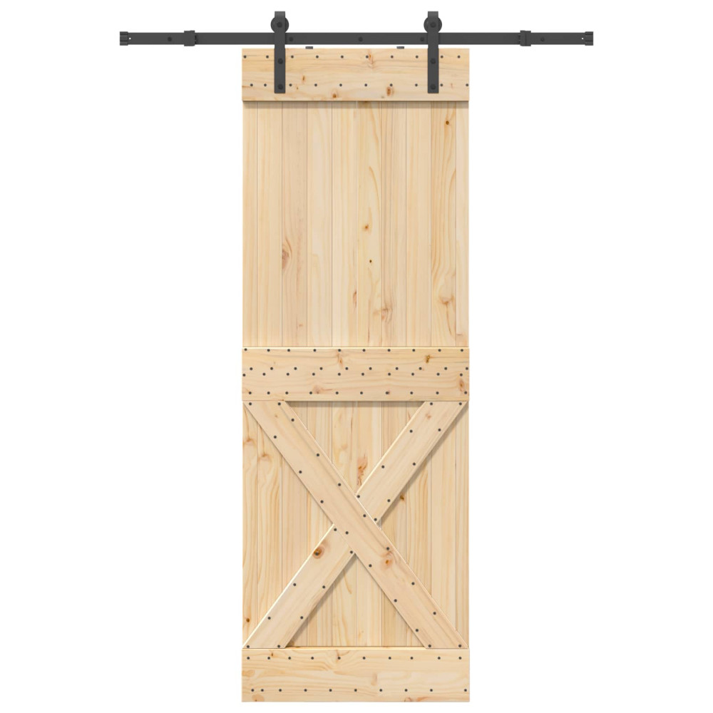 Produktbild för Skjutdörr NARVIK Naturlig och svart 80 x 210 cm (152,5 cm)