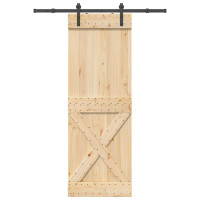 Produktbild för Skjutdörr NARVIK Naturlig och svart 80 x 210 cm (152,5 cm)