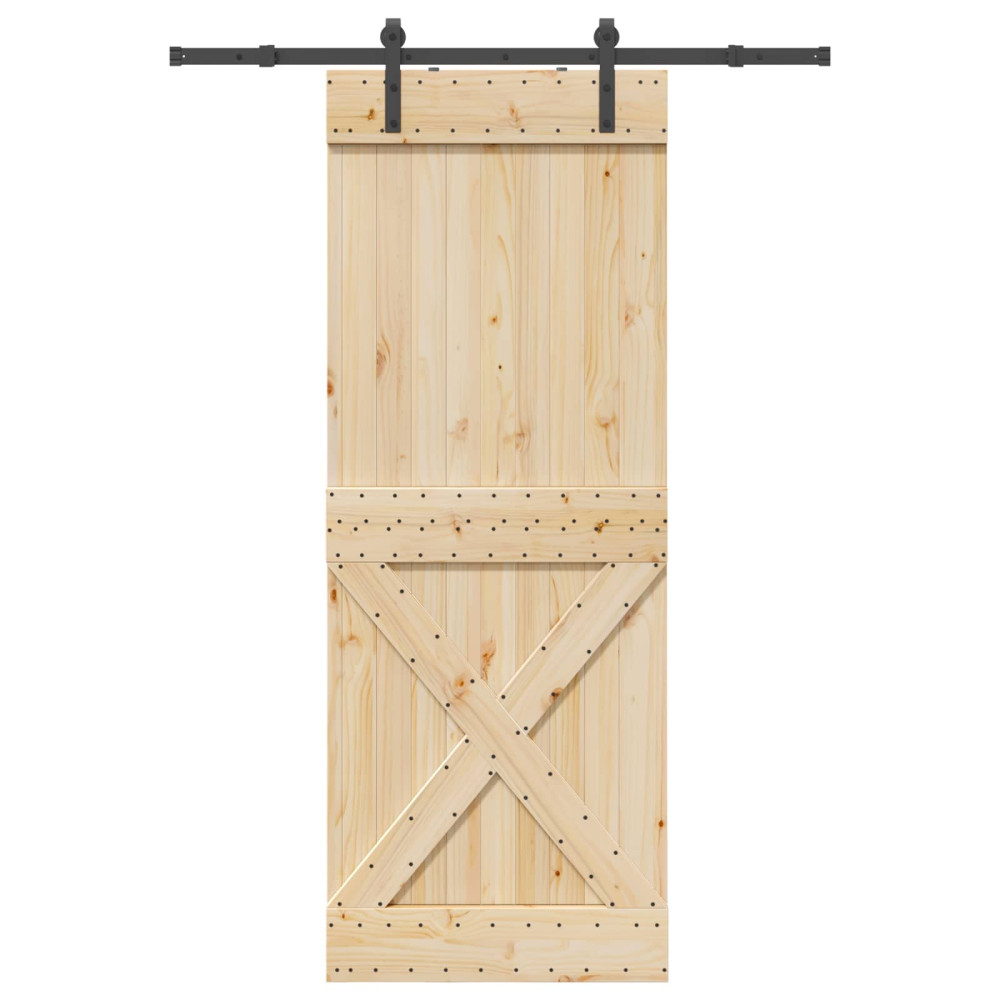 Produktbild för Skjutdörr NARVIK Naturlig och svart 85 x 210 cm (152,5 cm)