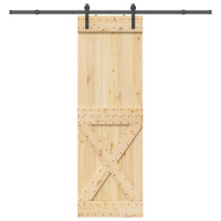 Produktbild för Skjutdörr NARVIK Naturlig och svart 70 x 210 cm (213,5 cm)